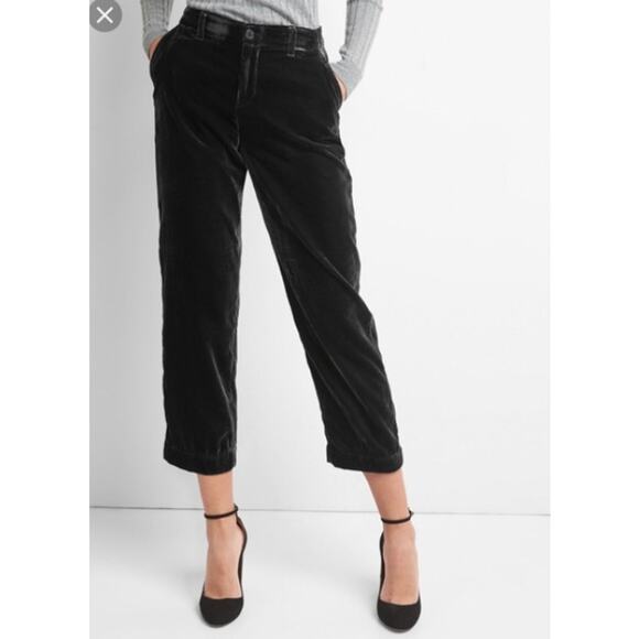 GAP Pants - GAP Velvet Girlfriend Crop Pants In Midnight Gray Size 6